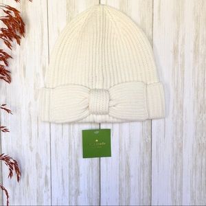Kate Spade Cream Bow Beanie